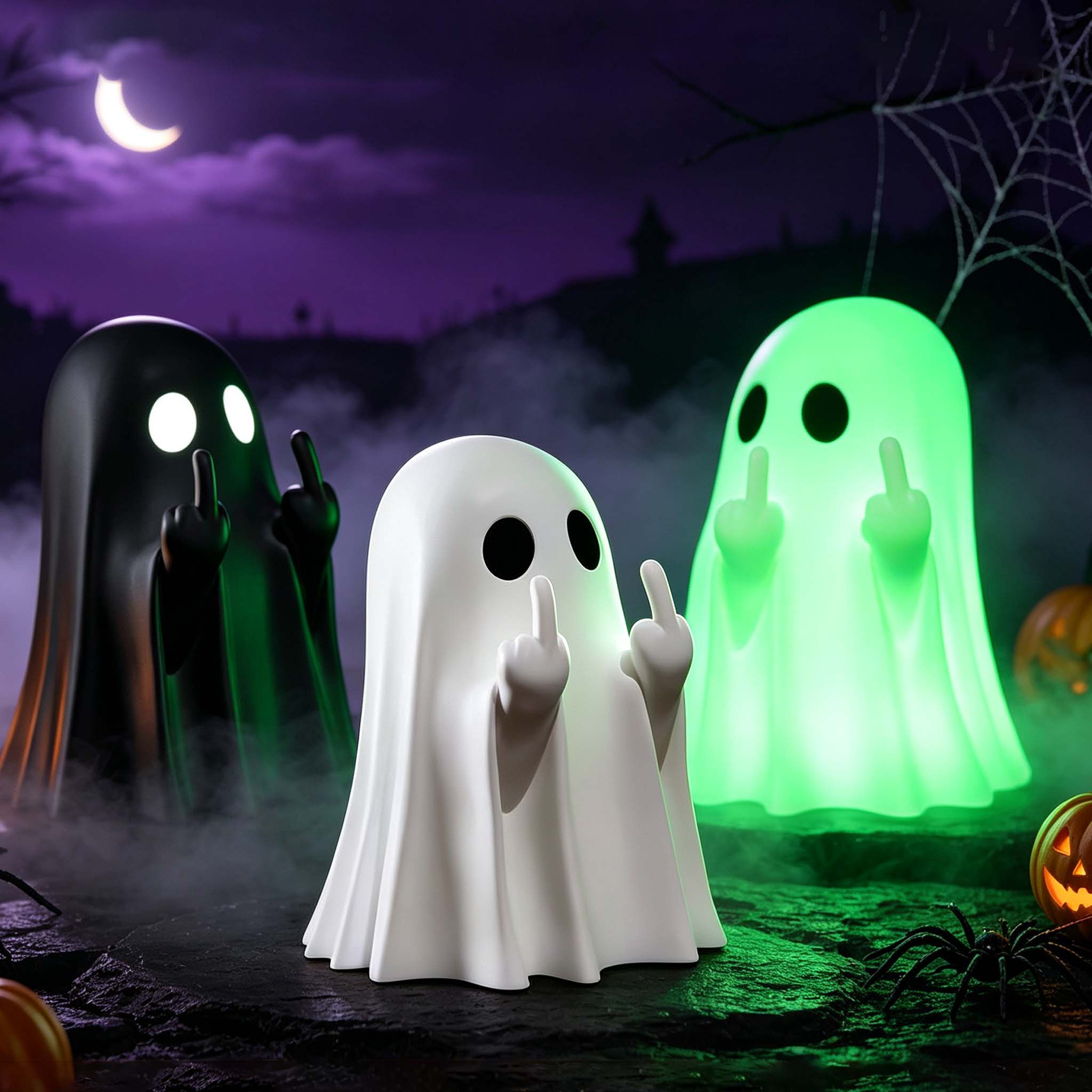 Resin Art Coffee Table - Halloween Ghost Figurine Funny Middle Finger