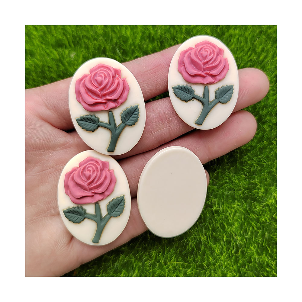 Resin Art Alphabet - Oval Shape Flatback Resin Flower Rose