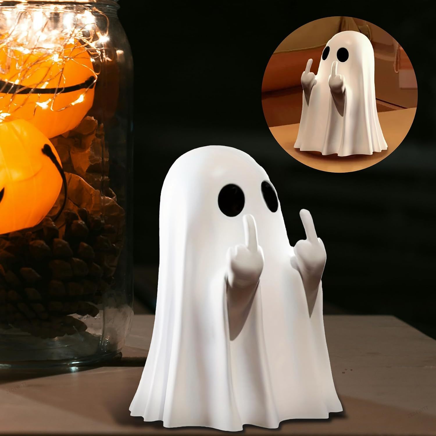 Halloween Ghost Figurine Funny - Resin Art Coffee Table ulasan dan harga