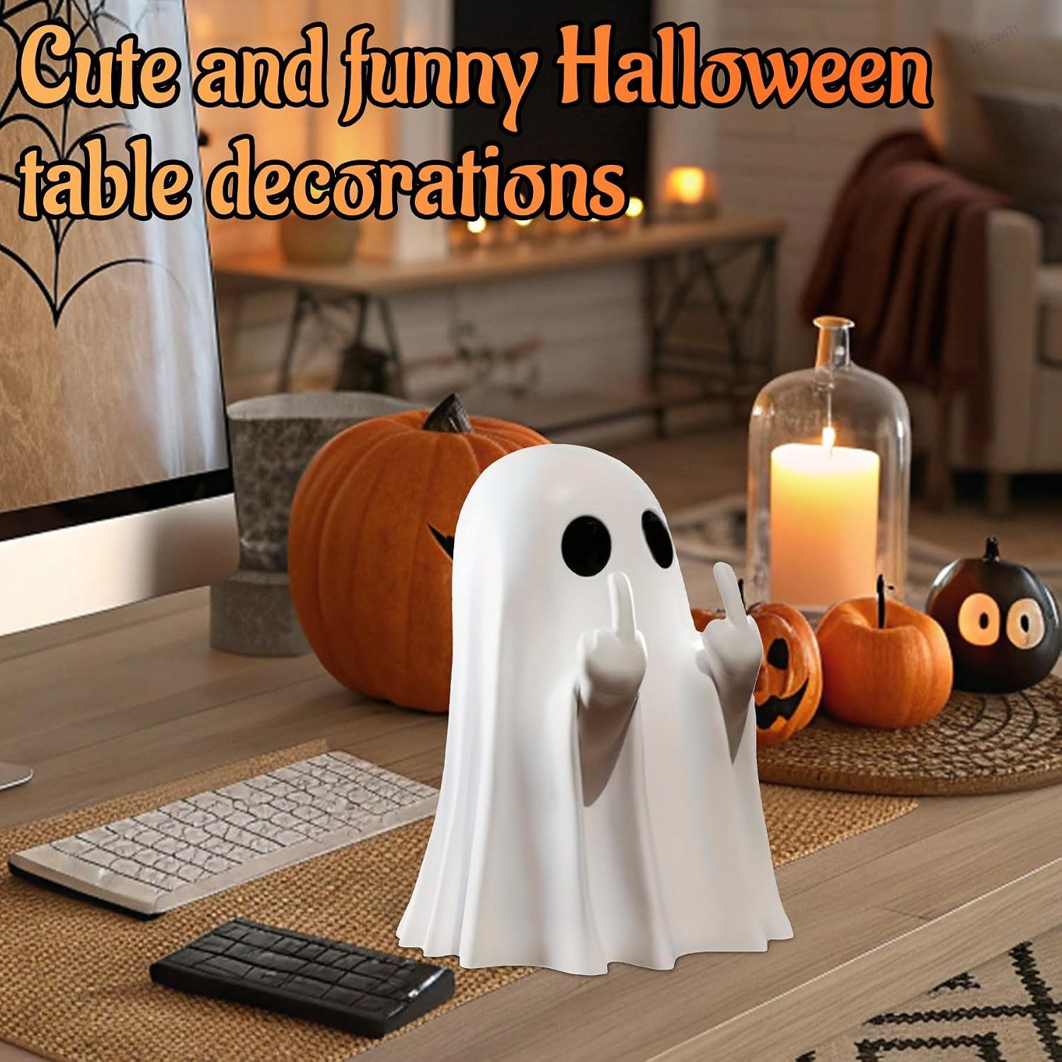 Halloween Ghost Figurine Funny - Resin Art Coffee Table ulasan dan harga