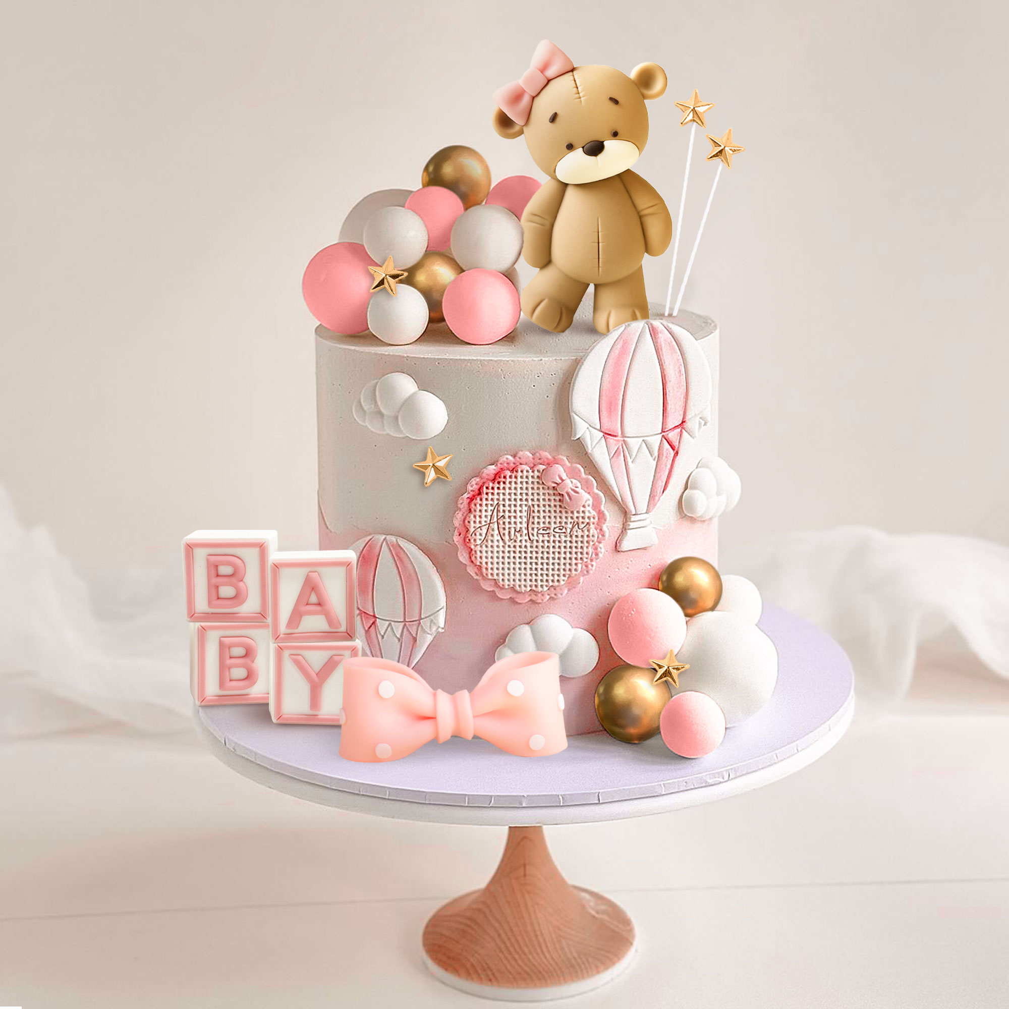 LaVenty Pink Bear Cake Decorat - Resin Art Alphabet ulasan dan harga