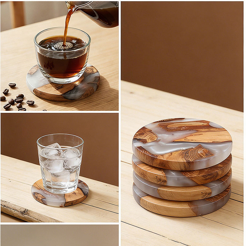 Drink Coaster Set, Wooden Bar  - Resin Art Coffee Table ulasan dan harga