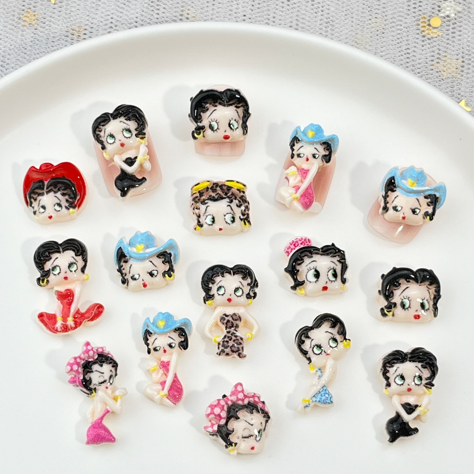 100pcs Cartoon Betty Nail Art  - Resin Art Diy ulasan dan harga