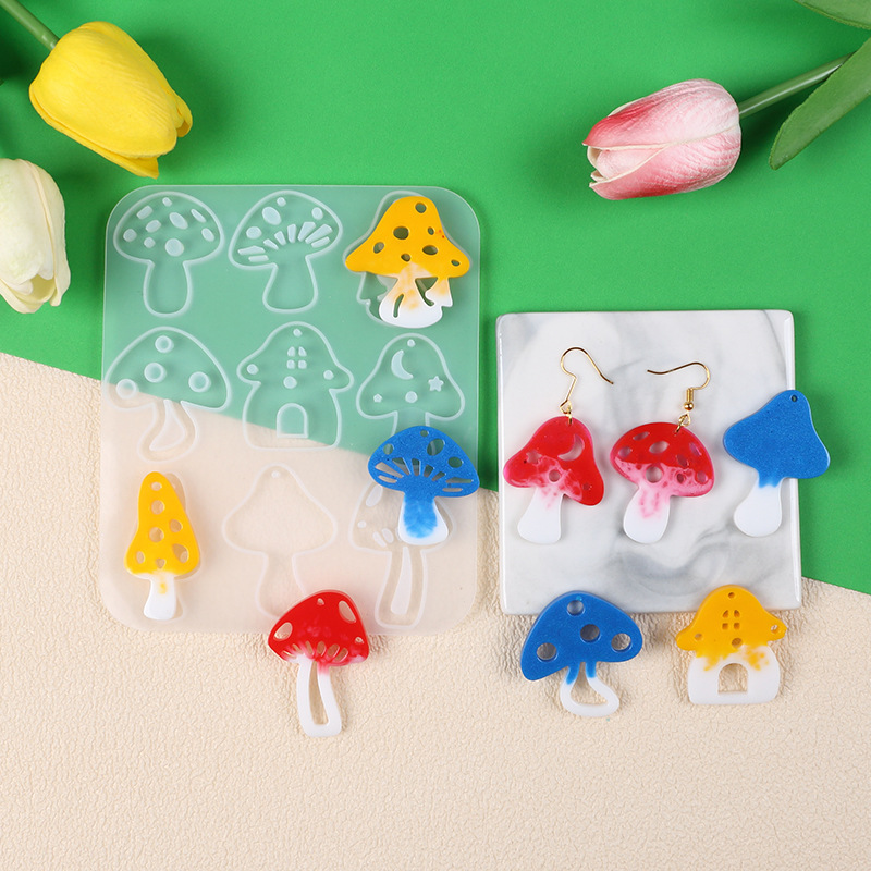Multi Style Mushrooms Earring  - Resin Art Liquid ulasan dan harga
