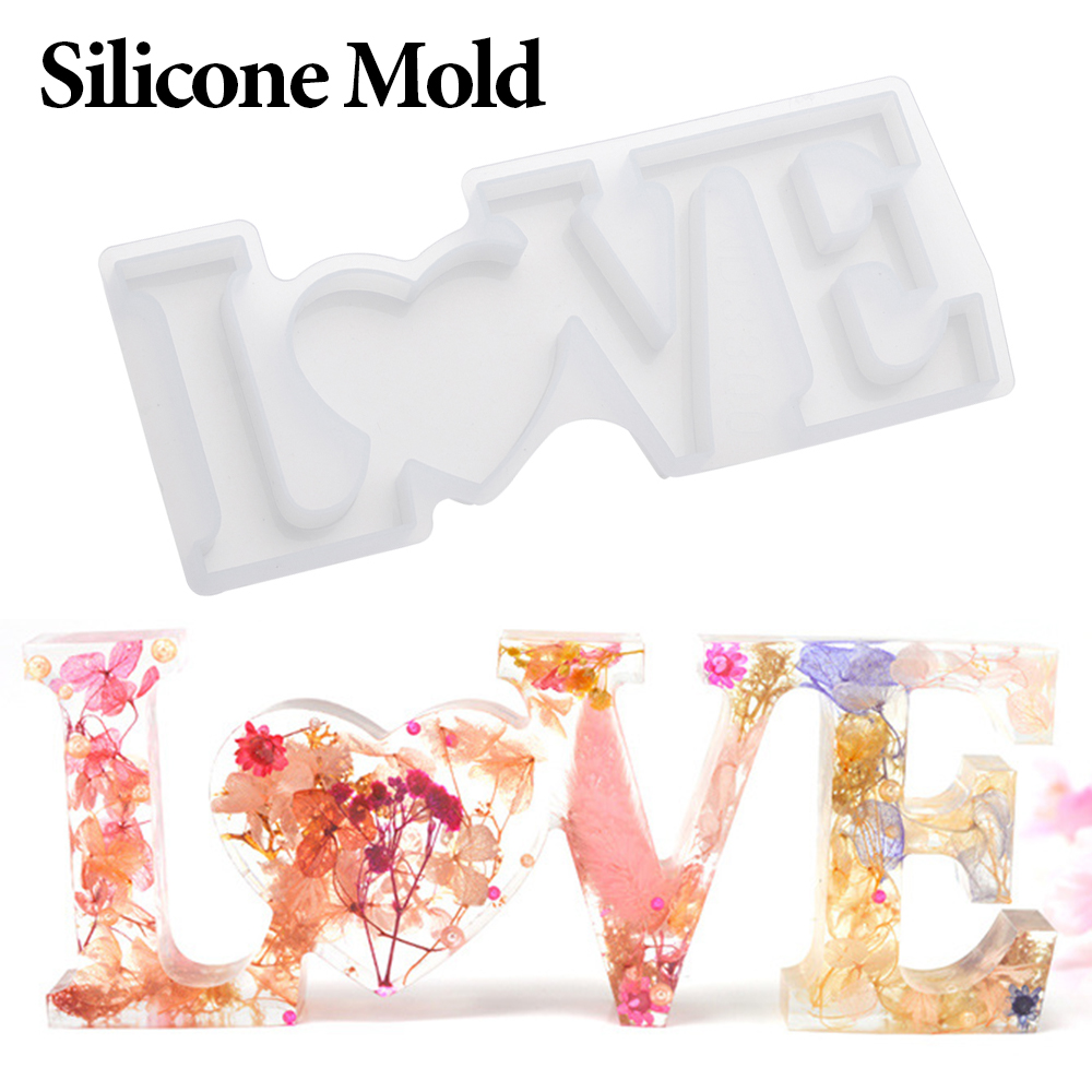 1 PC Heart Shape HOME LOVE Sil - Resin Art Alphabet ulasan dan harga
