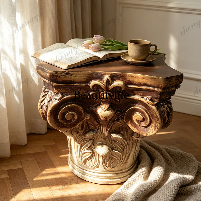 French retro old Roman column  - Resin Art Coffee Table ulasan dan harga
