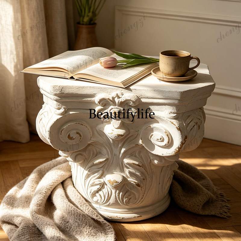 French retro old Roman column  - Resin Art Coffee Table ulasan dan harga